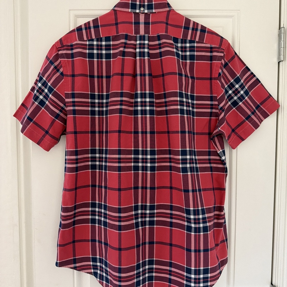 Ralph Lauren Red Blue Plaid L Oxford Shirt Button Up Short Sleeve Preppy Classic - Picture 4 of 7